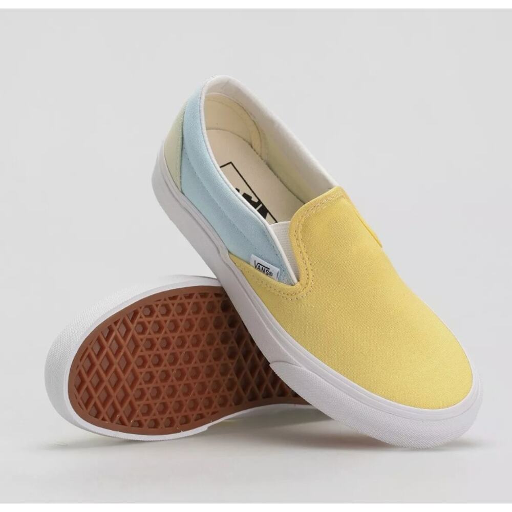 Vans Pastel Block Classic Slip-on Flats 5.5 Yellow Blue Green Sneakers Women's